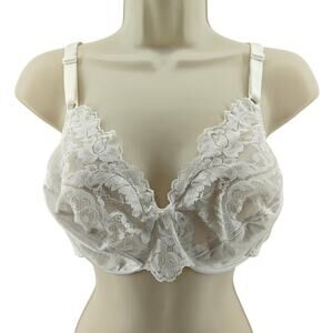 Vintage Vassarette Bra 38C Unlined White Lace Detail 75-152 Coquette